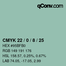 カラーコード: CMYK 22 / 0 / 8 / 25 | qconv.com