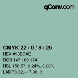 Color code: CMYK 22 / 0 / 8 / 26 | qconv.com