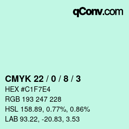 カラーコード: CMYK 22 / 0 / 8 / 3 | qconv.com