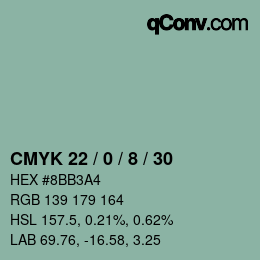 颜色代码: CMYK 22 / 0 / 8 / 30 | qconv.com
