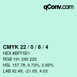 カラーコード: CMYK 22 / 0 / 8 / 4 | qconv.com