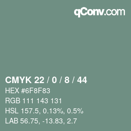 Farbcode: CMYK 22 / 0 / 8 / 44 | qconv.com