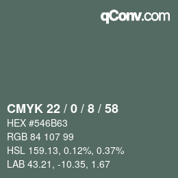 カラーコード: CMYK 22 / 0 / 8 / 58 | qconv.com