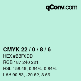 Color code: CMYK 22 / 0 / 8 / 6 | qconv.com