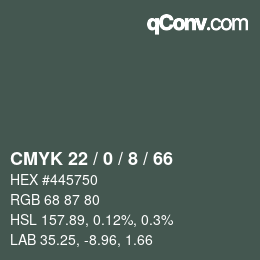 颜色代码: CMYK 22 / 0 / 8 / 66 | qconv.com