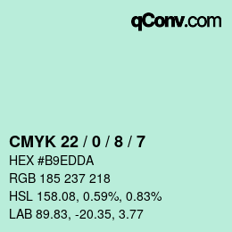 カラーコード: CMYK 22 / 0 / 8 / 7 | qconv.com