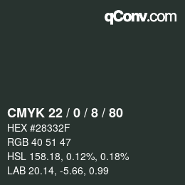颜色代码: CMYK 22 / 0 / 8 / 80 | qconv.com