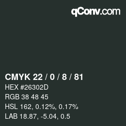 Color code: CMYK 22 / 0 / 8 / 81 | qconv.com
