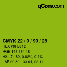 Color code: CMYK 22 / 0 / 90 / 28 | qconv.com