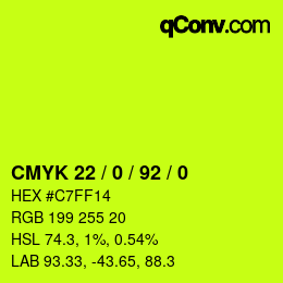 颜色代码: CMYK 22 / 0 / 92 / 0 | qconv.com