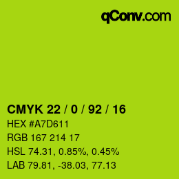 Color code: CMYK 22 / 0 / 92 / 16 | qconv.com