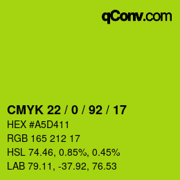 Color code: CMYK 22 / 0 / 92 / 17 | qconv.com