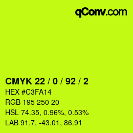 カラーコード: CMYK 22 / 0 / 92 / 2 | qconv.com