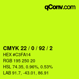 Farbcode: CMYK 22 / 0 / 92 / 2 | qconv.com