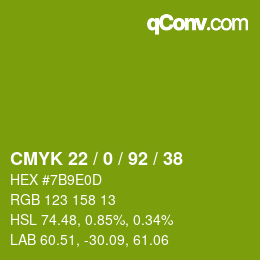 Color code: CMYK 22 / 0 / 92 / 38 | qconv.com