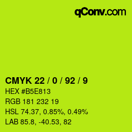 カラーコード: CMYK 22 / 0 / 92 / 9 | qconv.com