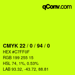 カラーコード: CMYK 22 / 0 / 94 / 0 | qconv.com