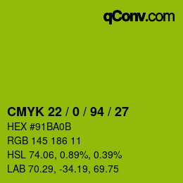 Color code: CMYK 22 / 0 / 94 / 27 | qconv.com