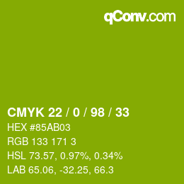 Color code: CMYK 22 / 0 / 98 / 33 | qconv.com