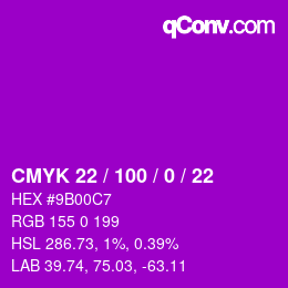 颜色代码: CMYK 22 / 100 / 0 / 22 | qconv.com