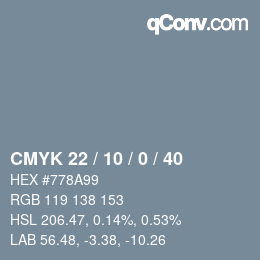 Color code: CMYK 22 / 10 / 0 / 40 | qconv.com