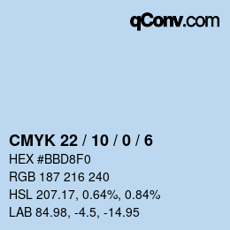 Color code: CMYK 22 / 10 / 0 / 6 | qconv.com