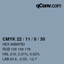 Código de color: CMYK 22 / 11 / 0 / 30 | qconv.com