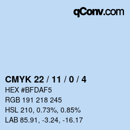 カラーコード: CMYK 22 / 11 / 0 / 4 | qconv.com