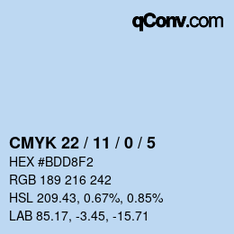 Código de color: CMYK 22 / 11 / 0 / 5 | qconv.com