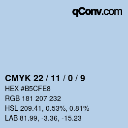 カラーコード: CMYK 22 / 11 / 0 / 9 | qconv.com