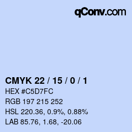 Color code: CMYK 22 / 15 / 0 / 1 | qconv.com