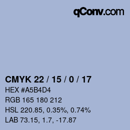 Color code: CMYK 22 / 15 / 0 / 17 | qconv.com