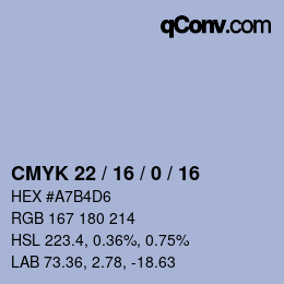 Color code: CMYK 22 / 16 / 0 / 16 | qconv.com