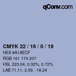 Farbcode: CMYK 22 / 16 / 0 / 19 | qconv.com
