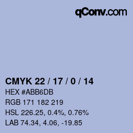 カラーコード: CMYK 22 / 17 / 0 / 14 | qconv.com