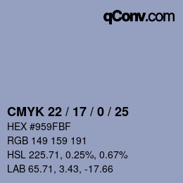 Color code: CMYK 22 / 17 / 0 / 25 | qconv.com