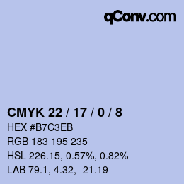 Color code: CMYK 22 / 17 / 0 / 8 | qconv.com