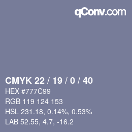 颜色代码: CMYK 22 / 19 / 0 / 40 | qconv.com