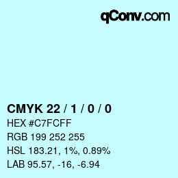 Color code: CMYK 22 / 1 / 0 / 0 | qconv.com