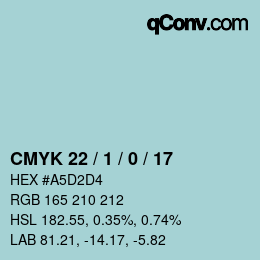 Código de color: CMYK 22 / 1 / 0 / 17 | qconv.com