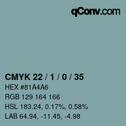 颜色代码: CMYK 22 / 1 / 0 / 35 | qconv.com