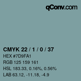 カラーコード: CMYK 22 / 1 / 0 / 37 | qconv.com