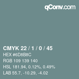 Color code: CMYK 22 / 1 / 0 / 45 | qconv.com