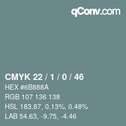 Color code: CMYK 22 / 1 / 0 / 46 | qconv.com