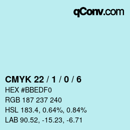 カラーコード: CMYK 22 / 1 / 0 / 6 | qconv.com