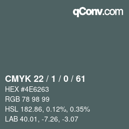 颜色代码: CMYK 22 / 1 / 0 / 61 | qconv.com
