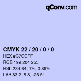 Color code: CMYK 22 / 20 / 0 / 0 | qconv.com