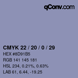 Código de color: CMYK 22 / 20 / 0 / 29 | qconv.com