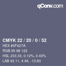 Código de color: CMYK 22 / 20 / 0 / 52 | qconv.com