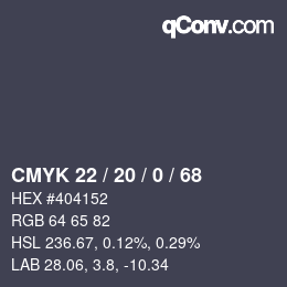 Color code: CMYK 22 / 20 / 0 / 68 | qconv.com